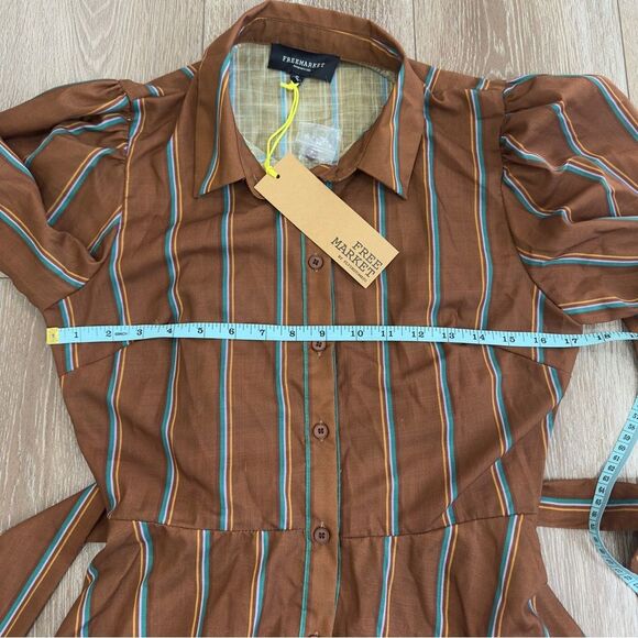 NWT Flying Tomato Freemarket Give It A Go Woven Striped Mini Shirt Dress Small - Picture 14 of 16